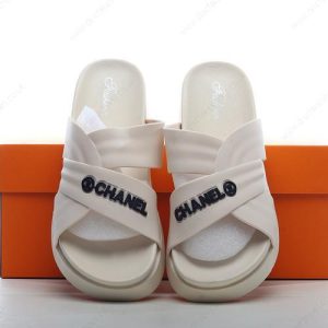 Fake Chanel Beach Slippers Men’s / Women’s Shoes ‘White Black’