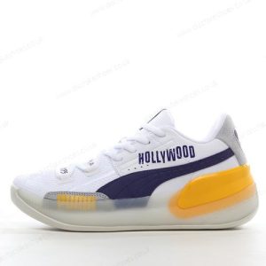Fake Puma Clyde Hardwood Men’s / Women’s Shoes ‘White Purple Yellow’ 194568-01